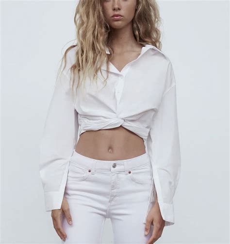 zara white top|Women's White Shirts .